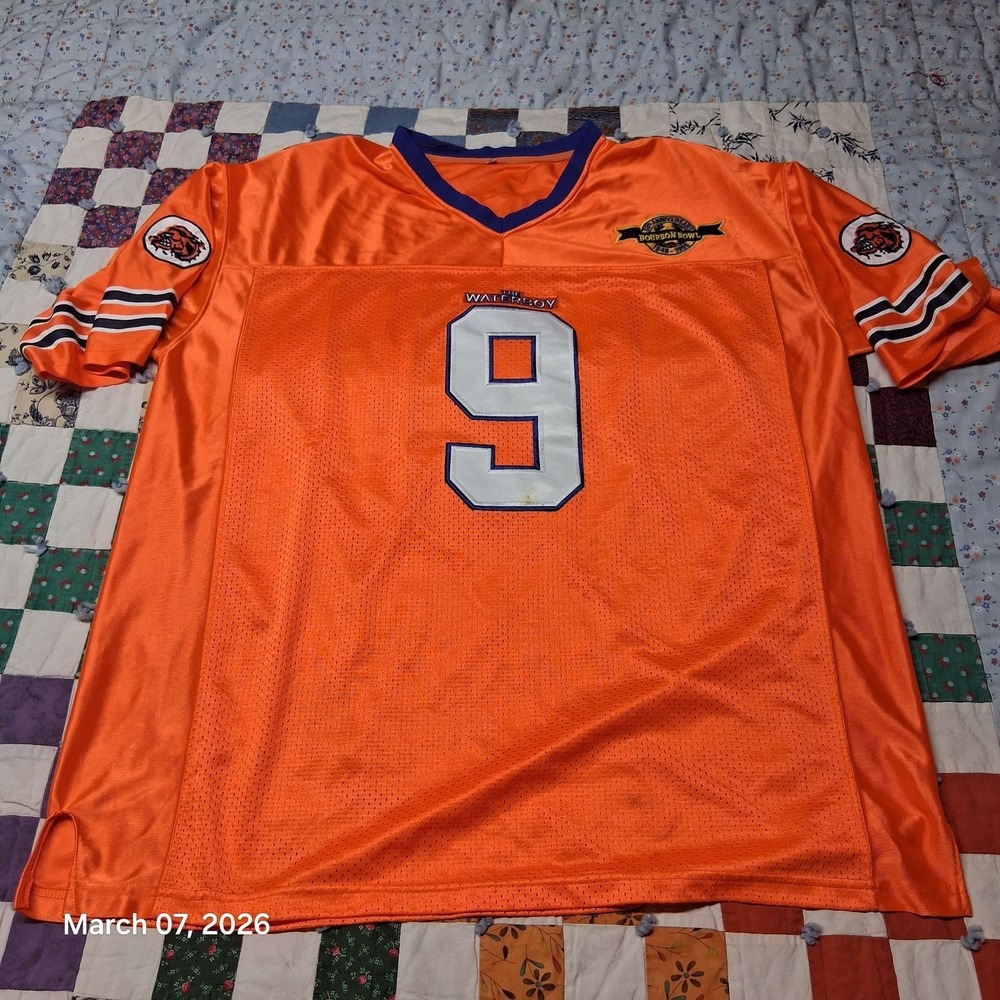 The Waterboy Bourbon Bowl Boucher‎ #9 Orange Jersey Size 2XL Sewn Movie Promo